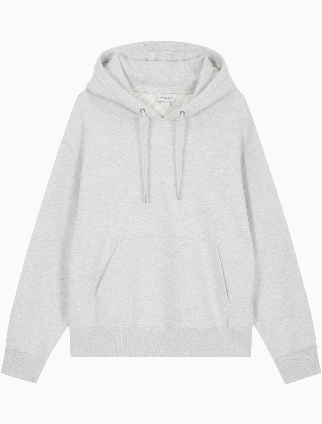 Buy 남녀공용 릴렉스핏 모노그램 백 로고 후디 in color LIGHT GREY