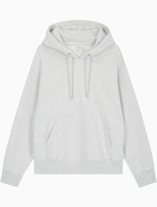 Buy 남녀공용 릴렉스핏 모노그램 백 로고 후디 in color LIGHT GREY