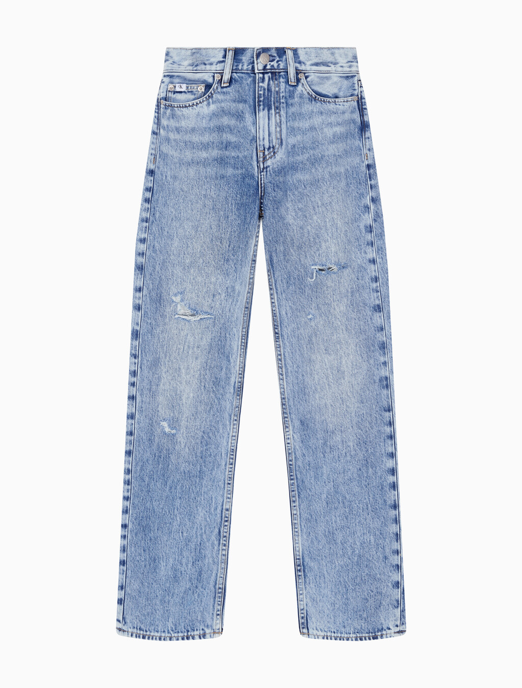 Buy 여성 하이라이즈 스트레이트핏 라이트블루 데님 in color CHALKY BLUE