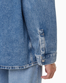 Buy 남성 박시 루즈핏 데님 셔츠 in color MID BLUE BACK EMBRO