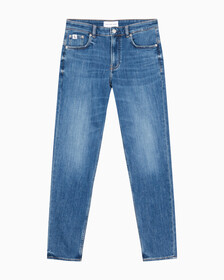 Buy 남성 바디 테이퍼핏 기모 미드블루 데님 in color MID BLUE BACK EMBRO