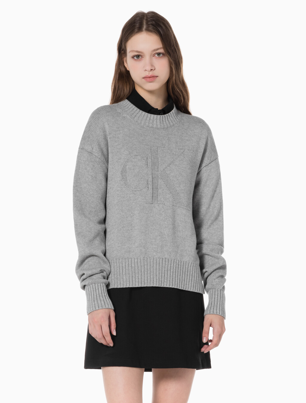 Buy 여성 인타르시아 루즈 스웨터 in color GREY