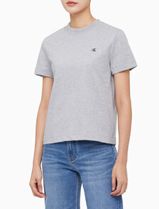 Buy 여성 릴렉스핏 아카이브 로고 크루넥 반팔 티셔츠 in color GREY HEATHER