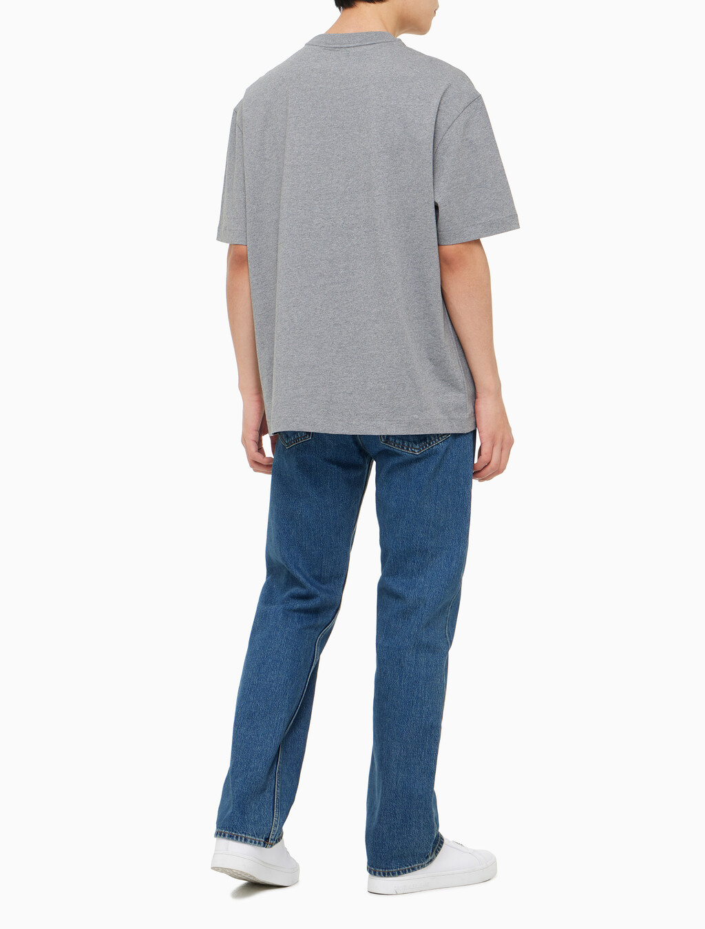 Buy 남성 릴렉스핏 헤비 코튼 크루넥 반팔 티셔츠  in color MEDIUM GREY HEATHER
