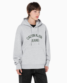 Buy 남녀공용 커브드로고 후디 in color LIGHT GREY HEATHER