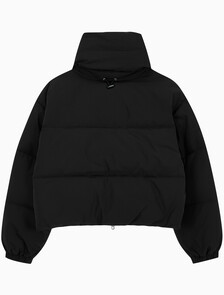 Buy 여성 볼륨 넥 크롭 다운 푸퍼 in color CK BLACK