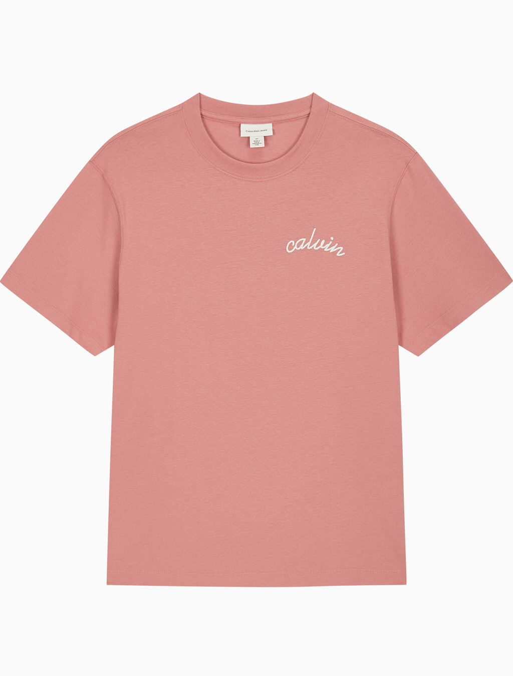 Buy 남성 이지핏 스몰 체인 스티치 로고 반팔 티셔츠 in color SUNSET ROSE