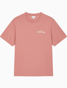Buy 남성 이지핏 스몰 체인 스티치 로고 반팔 티셔츠 in color SUNSET ROSE