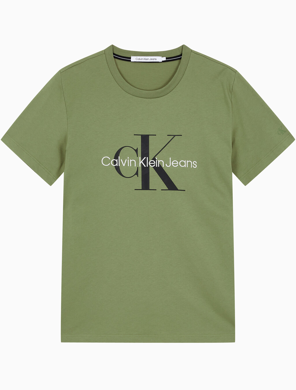 Buy 남성 레귤러핏 모노그램 엠브로이더리 로고 반팔 티셔츠  in color KHAKI