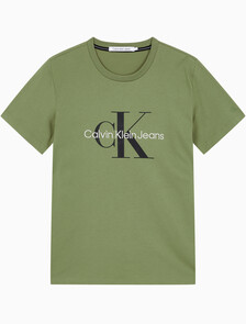 Buy 남성 레귤러핏 모노그램 엠브로이더리 로고 반팔 티셔츠  in color KHAKI