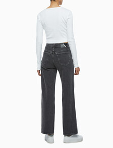 Buy 여성 스플리트 카라 립 롱 슬리브 in color BRIGHT WHITE