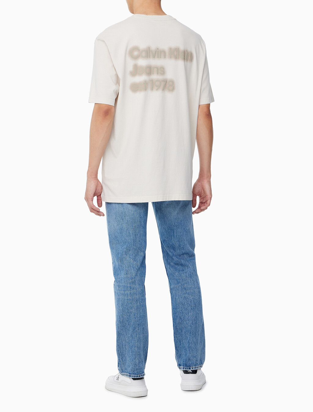 Buy 남성 오버핏 빈티지 워시 프린트 반팔 티셔츠 in color LIGHT BEIGE