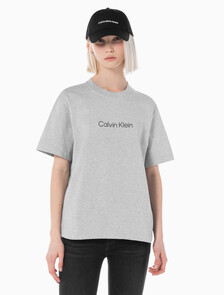 Buy 여성 릴렉스드 스탠다드로고 크루넥 반팔 티셔츠&nbsp; in color GREY HEATHER