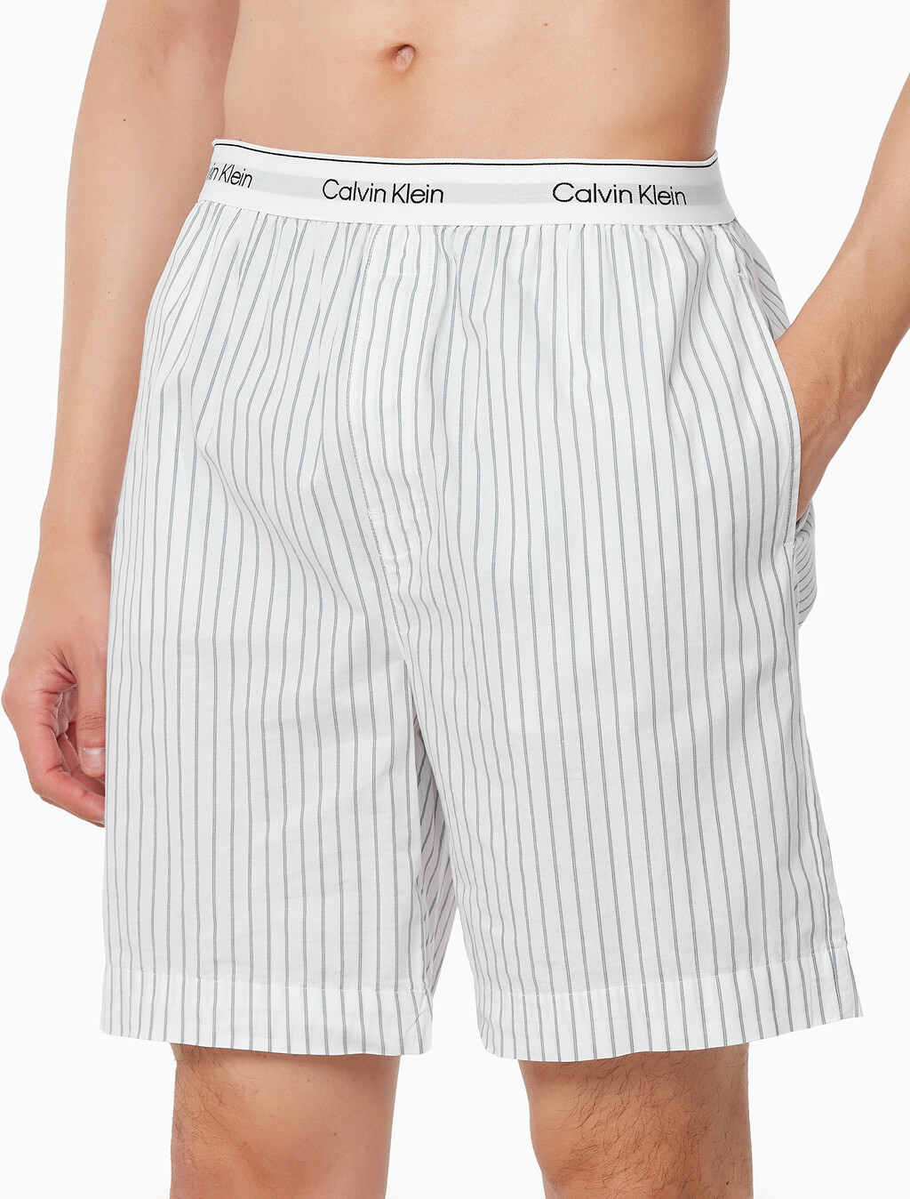 Buy 남성 코튼 코플린 슬립 쇼츠 in color STEADY STRIPE GRISAILLE