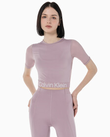 Buy 여성 레귤러 핏 스트레치 기능성 크롭 반팔 티셔츠 in color GRAY ROSE