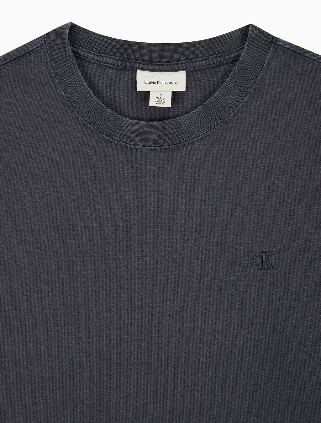 Buy 남성 릴렉스핏 저지 워시 반팔 티셔츠 in color CHARCOAL