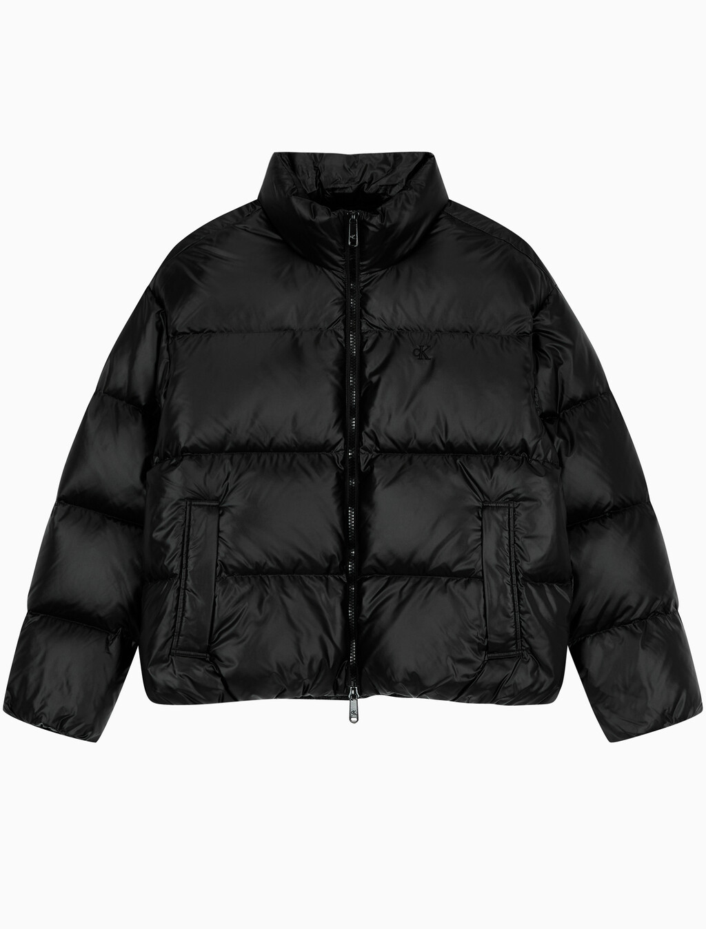 Buy 남녀공용 스탠드 카라 글로시 다운 푸퍼 자켓 in color CK BLACK