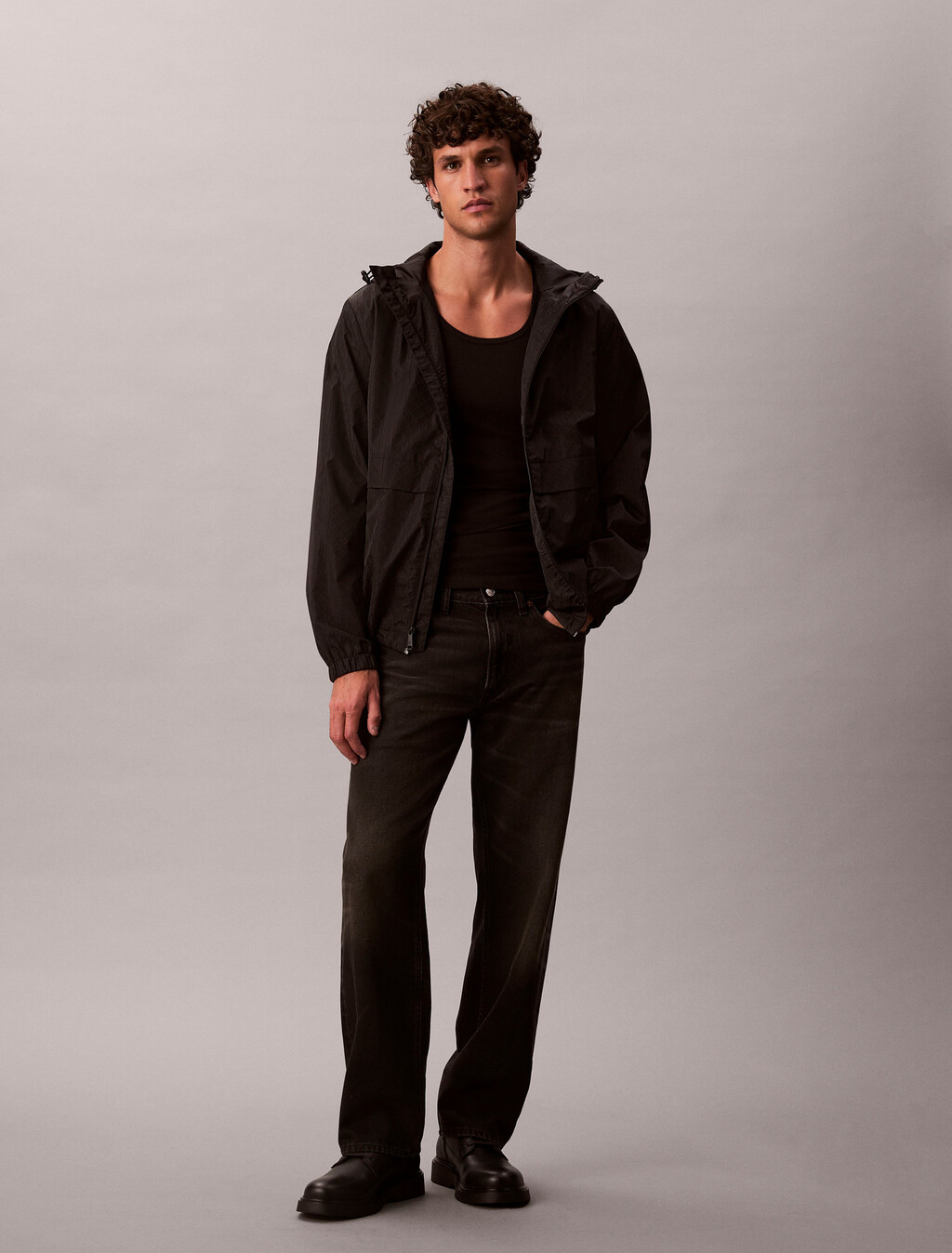 Buy 남성 AOP 나일론 윈드브레이커 자켓 in color BLACK