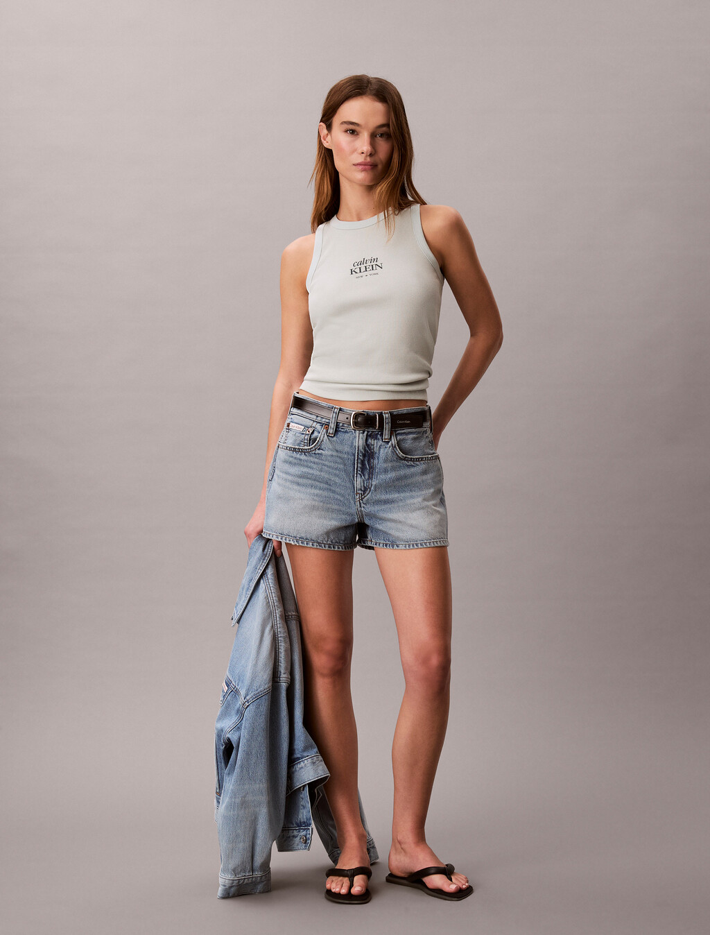 Buy 여성 베이비립 로고 크루 탱크 in color Dusty blue