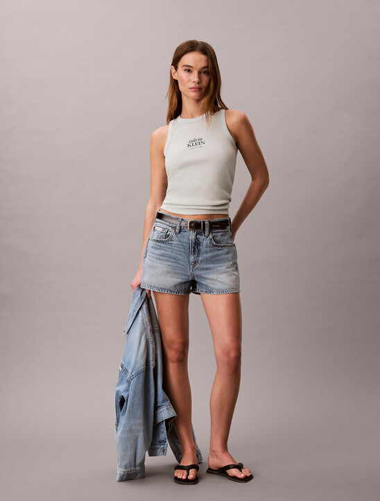 여성 베이비립 로고 크루 탱크