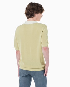 Buy 남성 로고 오픈 카라 폴로 반팔 스웨터 in color GREEN