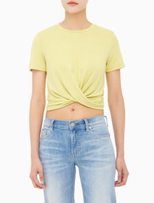 Buy 여성 트위스트 크롭 반팔티 in color YELLOW SAND