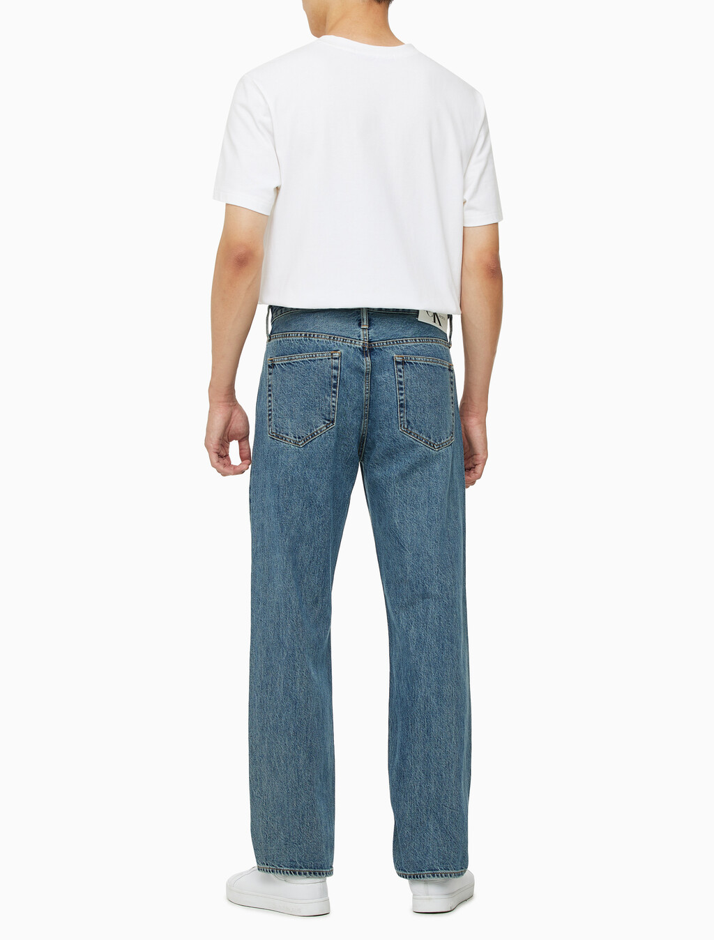 Buy 남성 90's 스트레이트핏 스톤블루 데님 in color MID BLUE BACK EMBRO