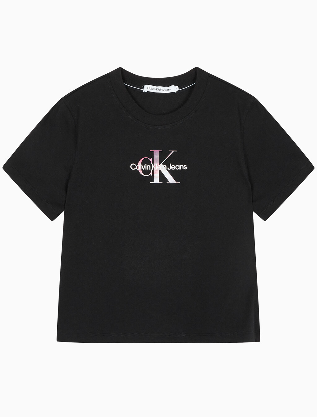 Buy 여성 모노그램 로고 모던 스트레이트핏 반팔 티셔츠 in color CK BLACK
