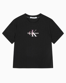 Buy 여성 모노그램 로고 모던 스트레이트핏 반팔 티셔츠 in color CK BLACK