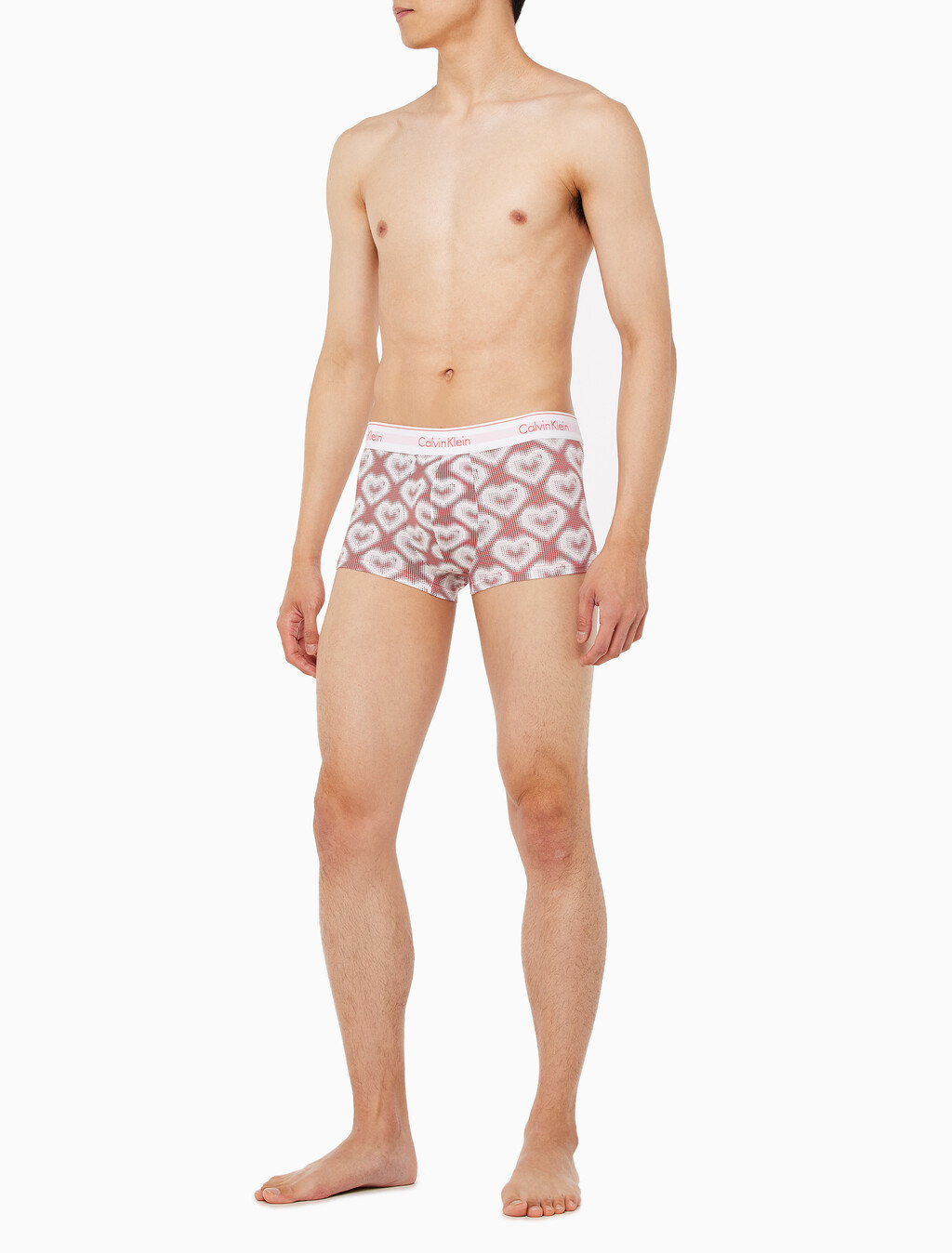 Buy 남성 모던코튼 V-DAY 로우라이즈 드로즈 in color RED/HEART PRINT