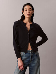 Buy 여성 L/S 메리노 가디건 in color BLACK