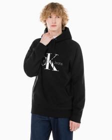 Buy 남성 롱슬리브 릴렉스핏 모노그램 기모후디 in color CK BLACK