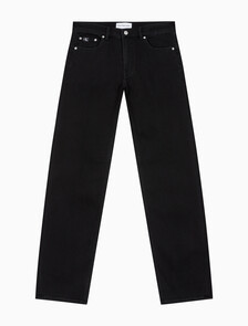 Buy 남성 바디핏 기모 블랙 데님 in color WASHED BLACK LOGO LACE