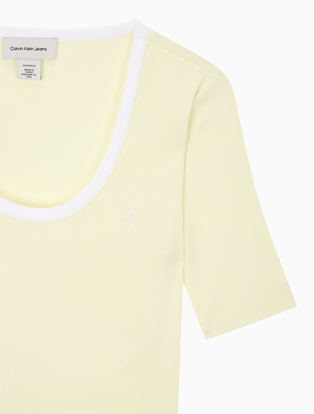 Buy 여성 베이비립 스쿱 컷아웃 탑 in color Light Yellow