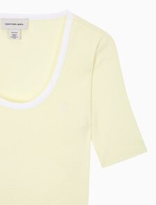 Buy 여성 베이비립 스쿱 컷아웃 탑 in color Light Yellow