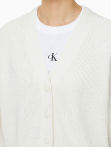 Buy 여성 AOP 스웨터 가디건 in color WHITE
