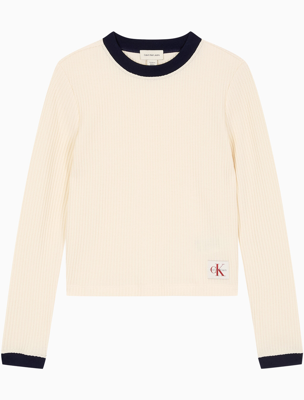Buy 여성 L/S 와플 티셔츠 in color White