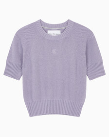 Buy 여성 벌룬 반팔 니트 탑 in color LAVENDER