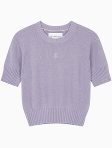 Buy 여성 벌룬 반팔 니트 탑 in color LAVENDER