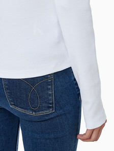 Buy 여성 모노그램 롱슬리브 헨리넥 티셔츠 in color BRILLIANT WHITE