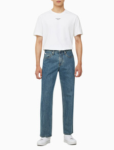 Buy 남성 90's 스트레이트핏 스톤블루 데님 in color MID BLUE BACK EMBRO