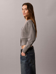 Buy 여성 테크 니트 가디건 in color MEDIUM GREY HEATHER
