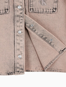 Buy 여성 슬림 데님 셔츠 in color MID BLUE BACK EMBRO