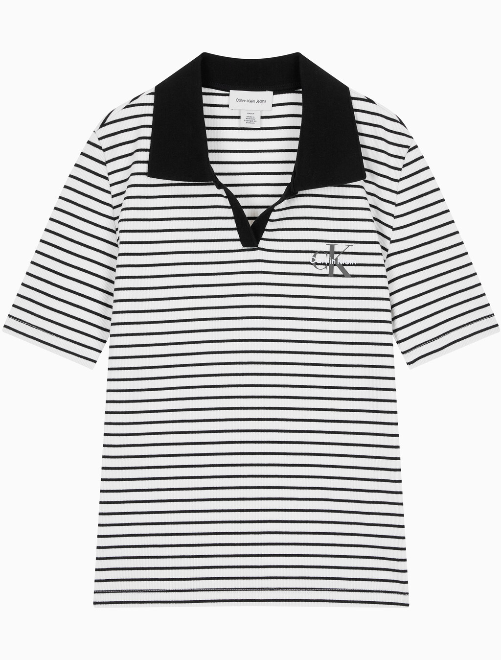 Buy 여성 모노로고 립폴로 티 in color Black stripe