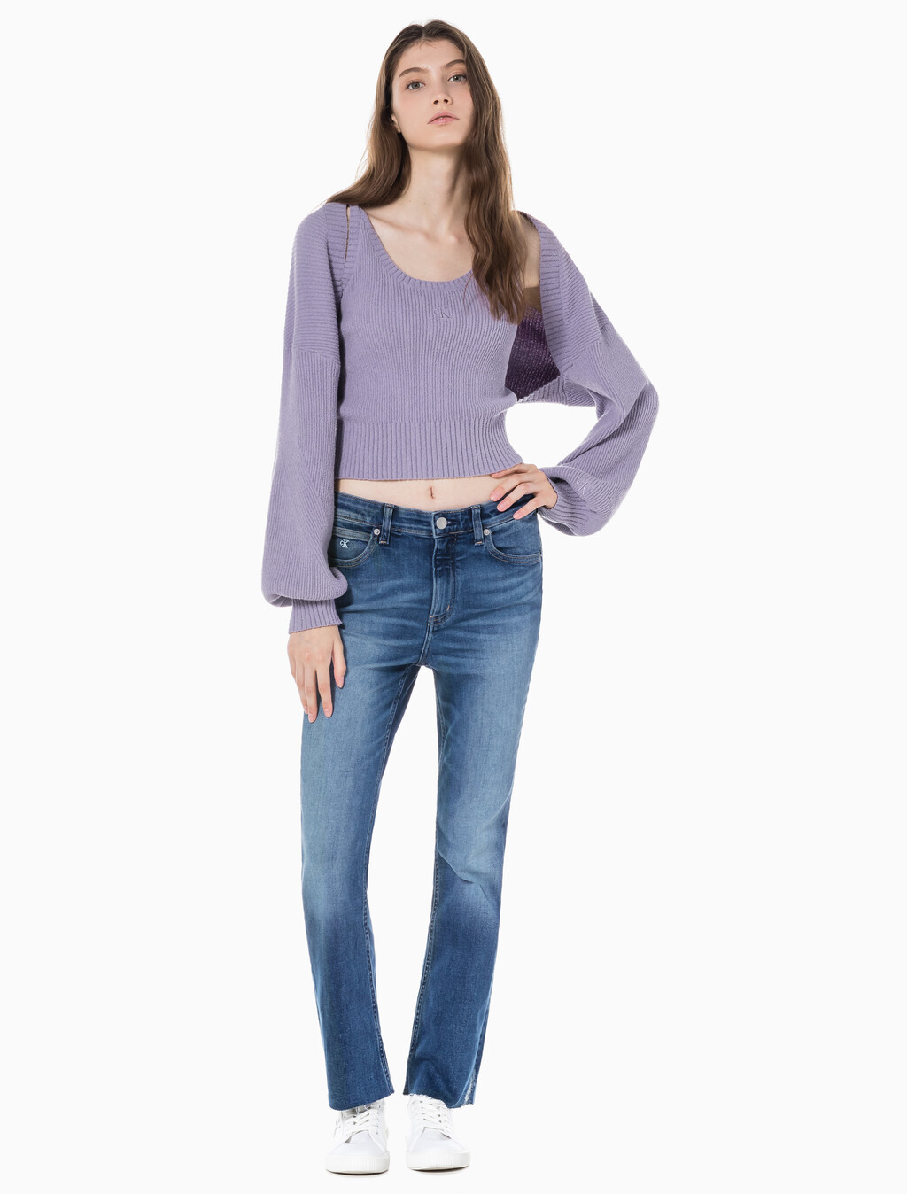 Buy 여성 하이라이즈 부츠핏 미드블루 데님 in color BLUE BLACK HANGER LOOP