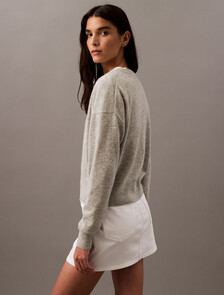 Buy 여성 롱슬리브 캐시미어 크루넥 스웨터 in color GREY HEATHER