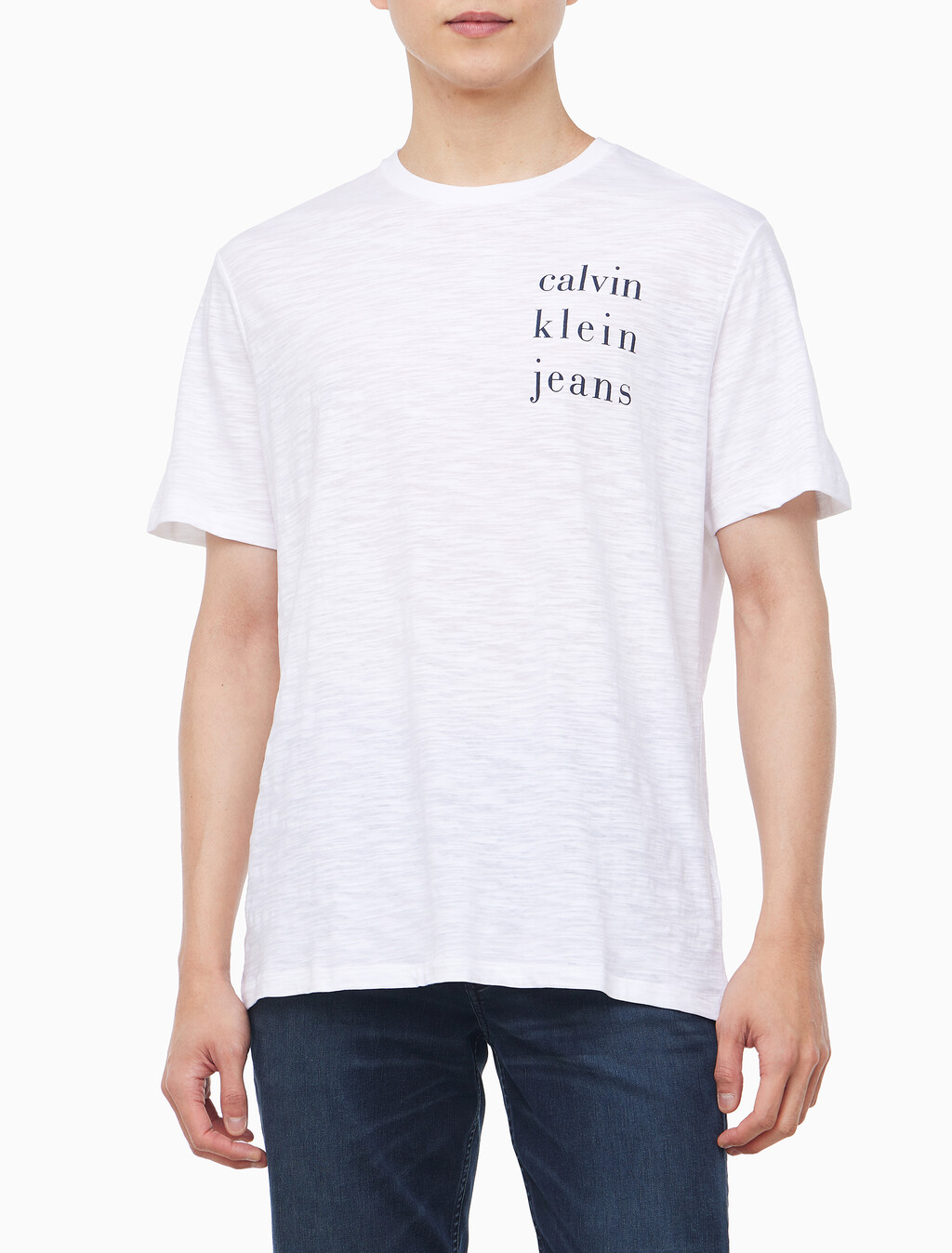 Buy 남성 슬럽 CKJ 클래식 반팔 티셔츠 in color BRILLIANT WHITE