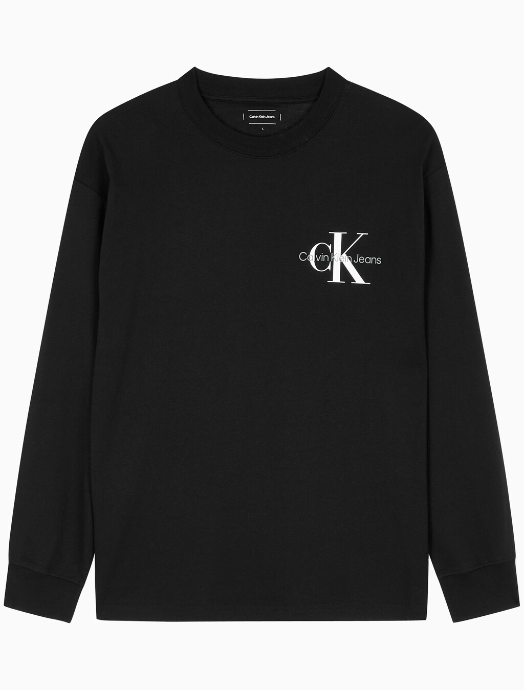 Buy 남녀공용 릴렉스핏 모노그램 로고 긴팔 티셔츠 in color CK BLACK