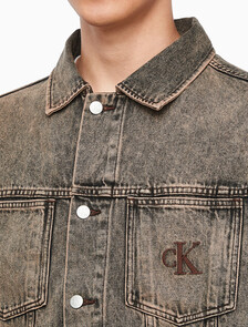 Buy 남성 박시 데님 자켓 in color MID BLUE BACK EMBRO