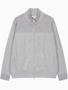 Buy 남성 스탠드 카라 니트 집업 가디건 in color LIGHT GREY HEATHER